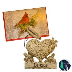 Cracker Barrel “Be True” Heart Shaped Photo Card Note Holder w/ Bible Verse EUC